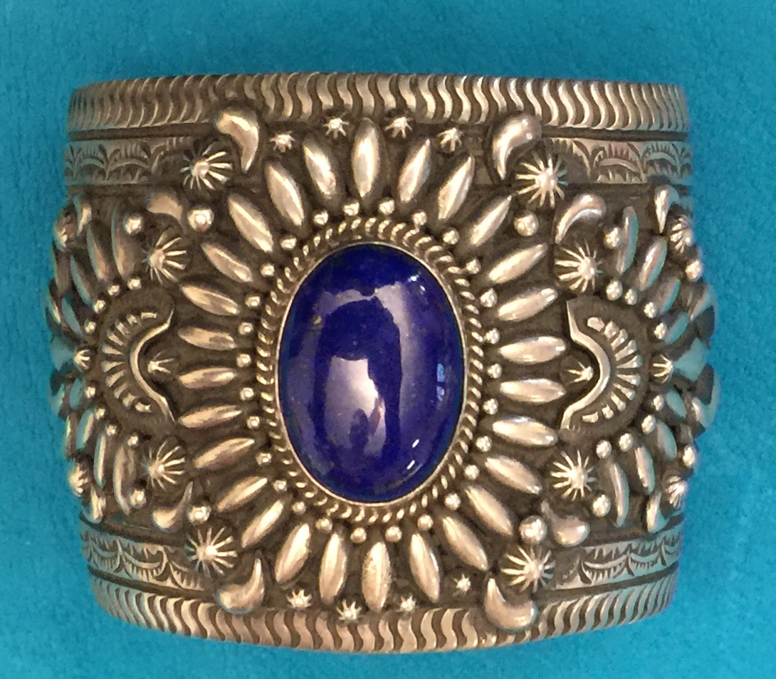 Lapis and Silver Cuff by Navajo Artist Darryl Becenti