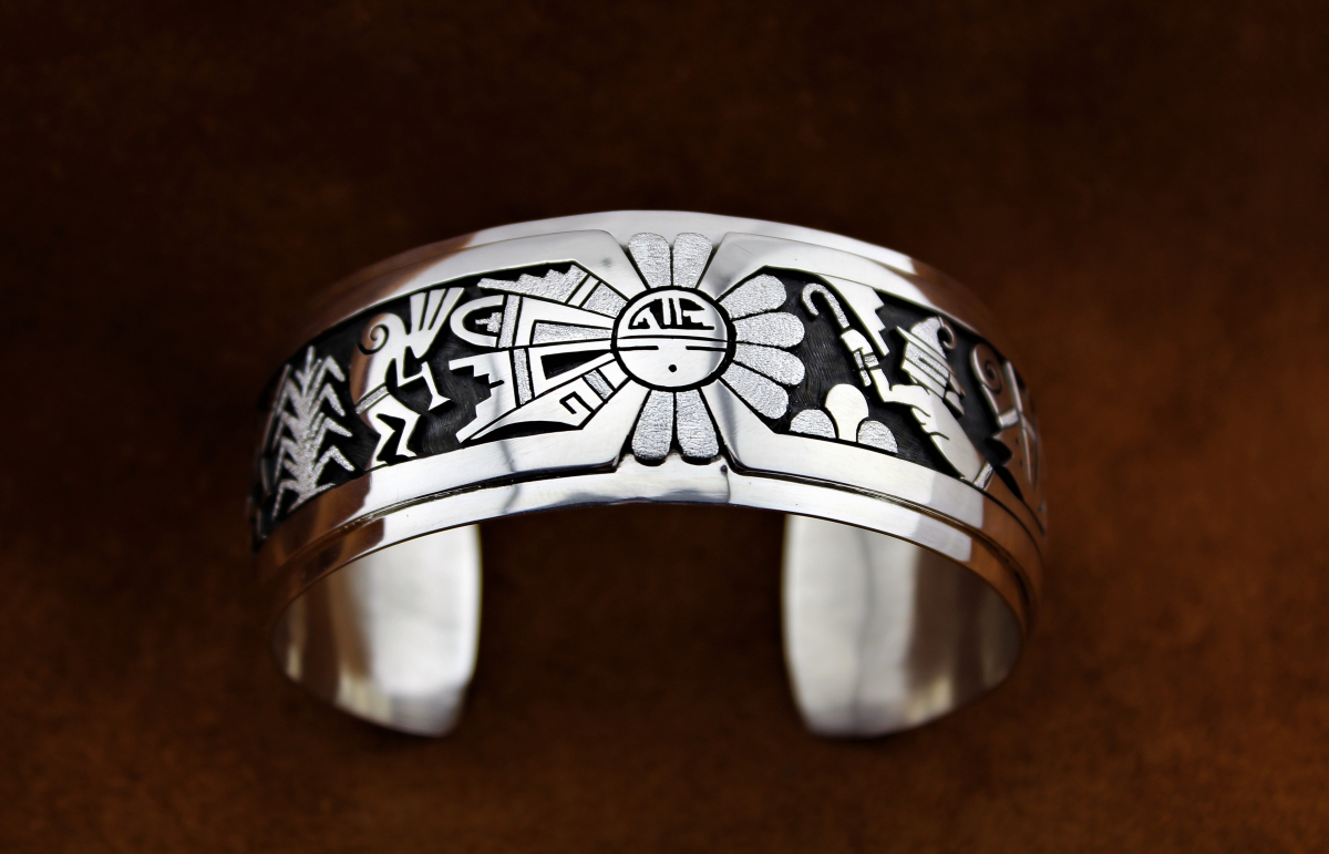 Hopi Overlay Sterling Silver Bracelet