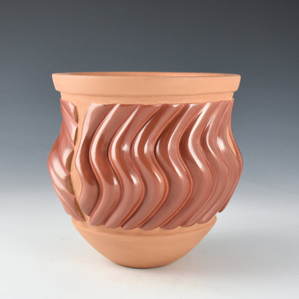 “Rain and Rivers” Water Jar with Red Melon Ribs