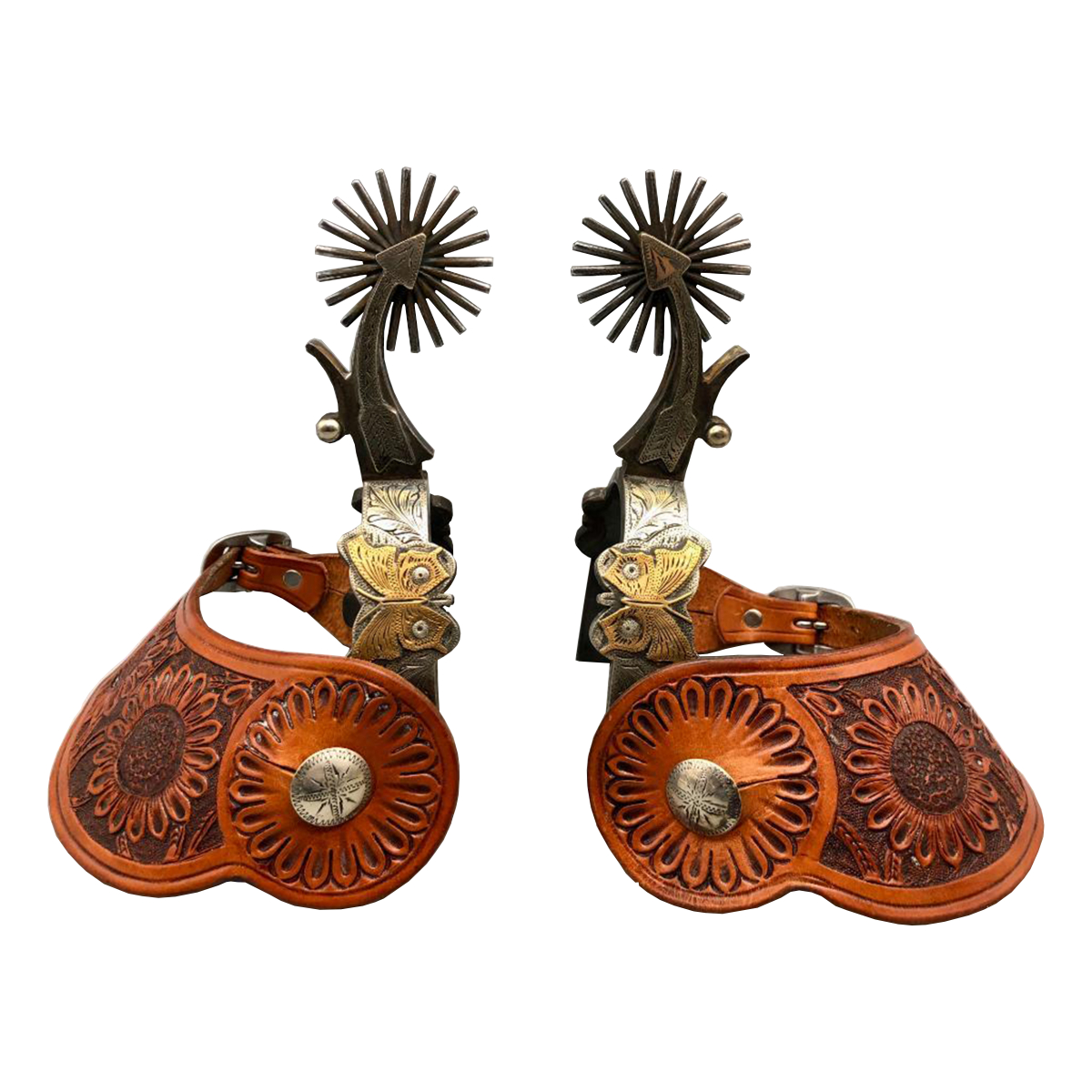 L&M Double Mounted Butterfly Spurs with Straps