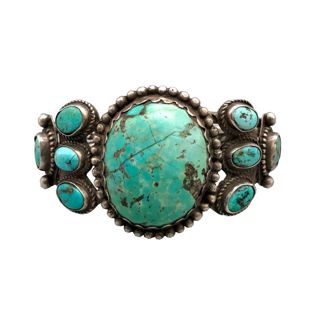 Hefty Vintage Turquoise and Sterling Silver Bracelet