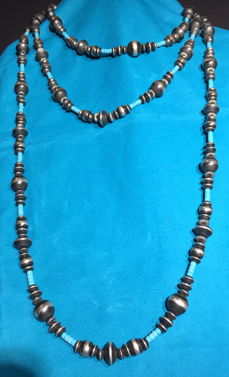 88" Navajo Pearl Necklace with Turquoise