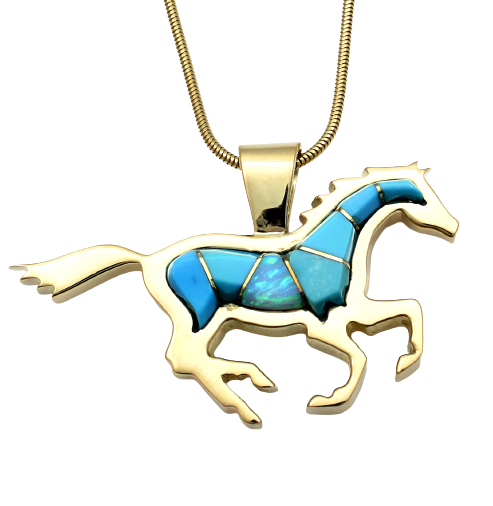 Gold Running Horse Pendant