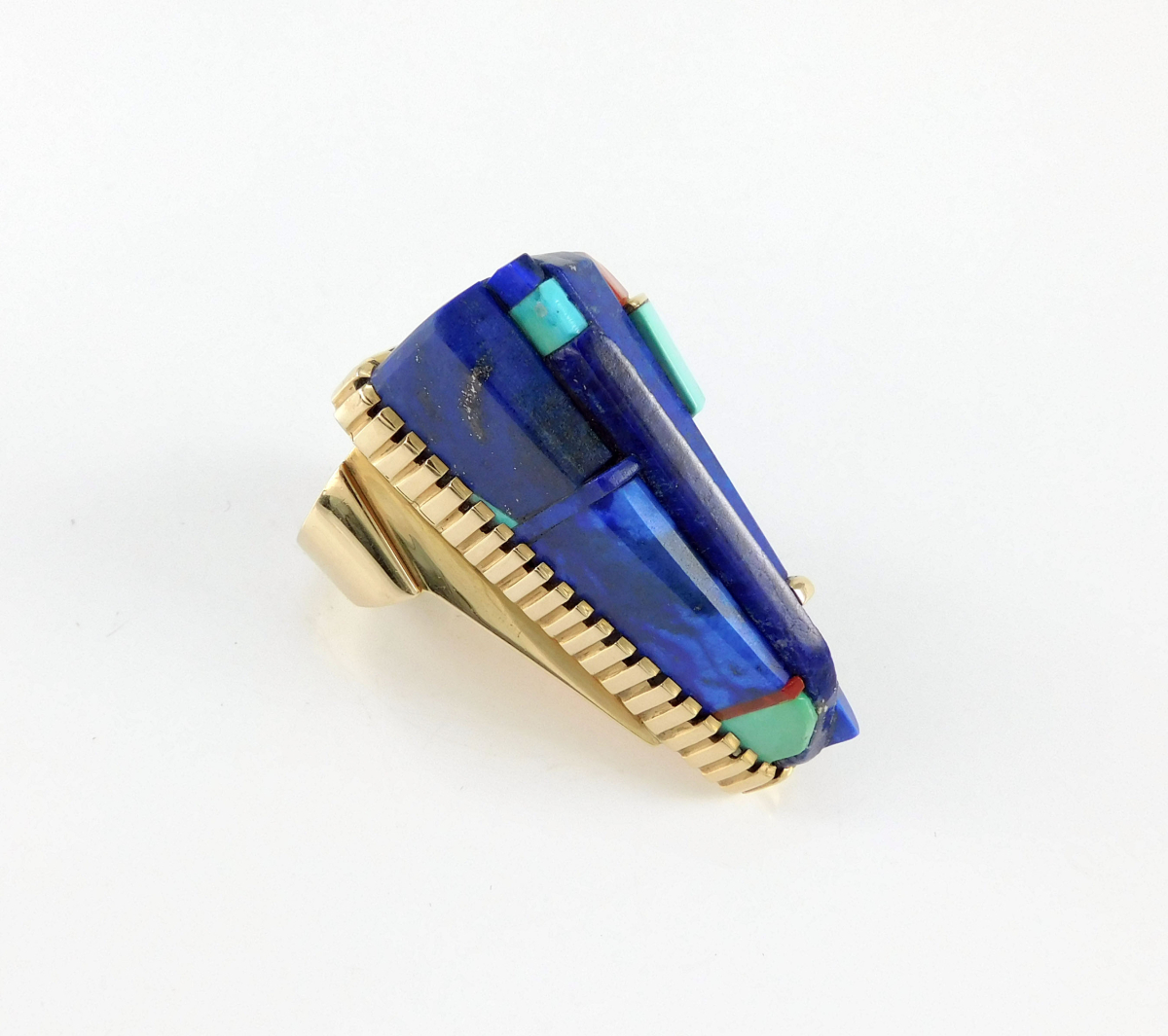 Stacked Stone Lapis in Gold Ring