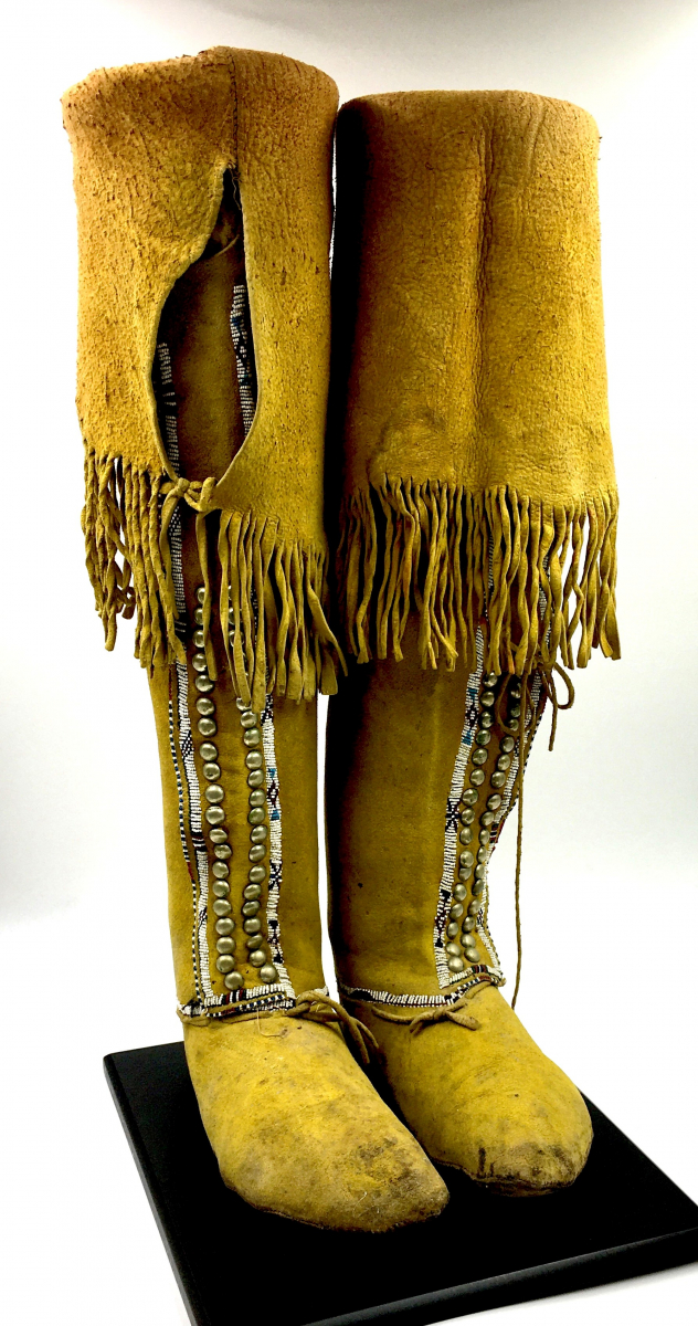 circa 1865-75 Southern Plains high top boot style moccasins