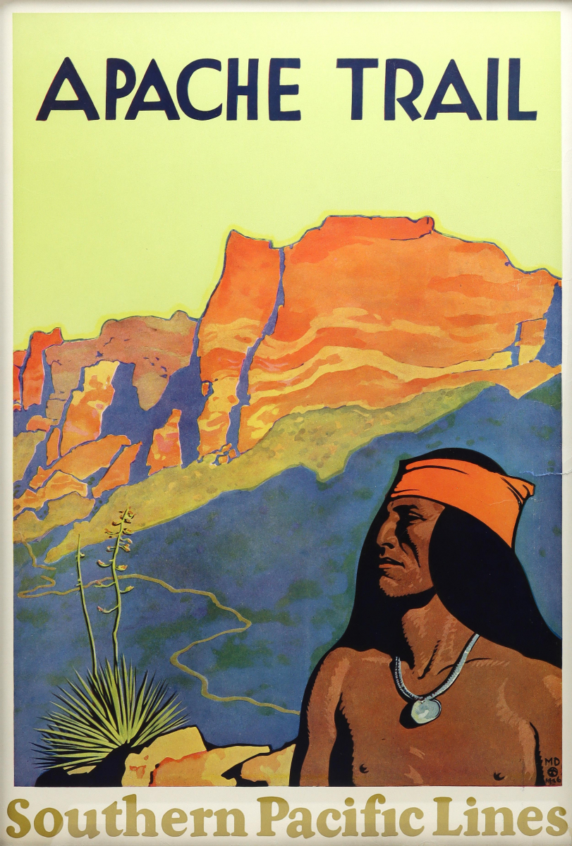 Original Maynard Dixon poster for Apache Trail - Southern Pacific Lines