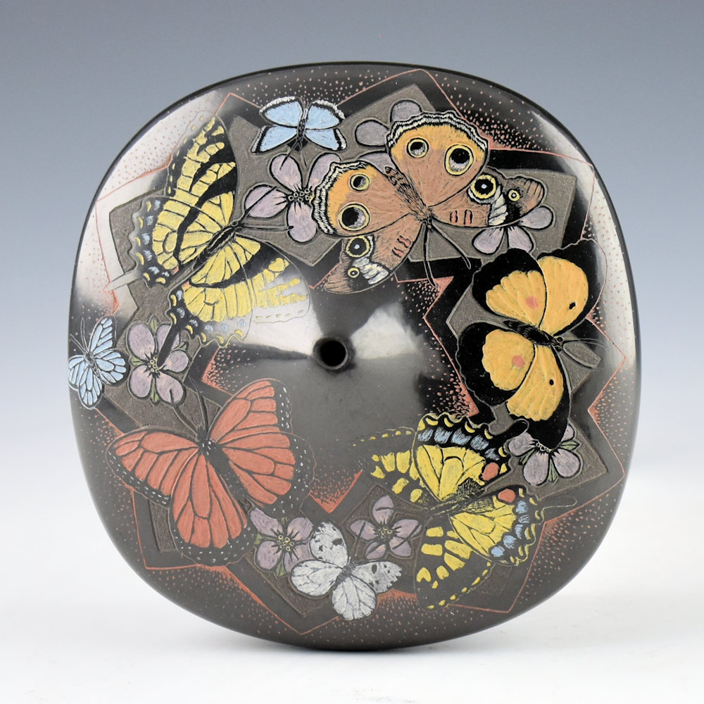 Square jar with butterflies