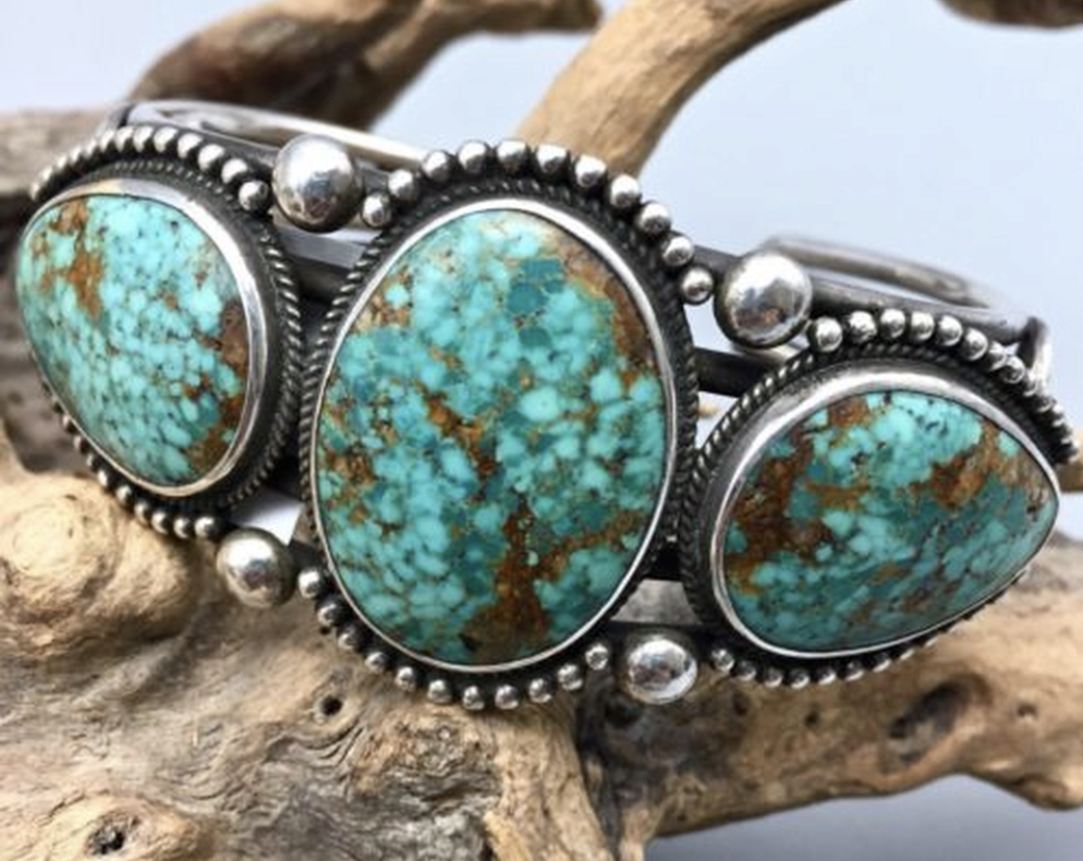 NATURAL CARICO LAKE, SPIDER WEB TURQUOISE BRACELET BY - PERRY SHORTY!!!