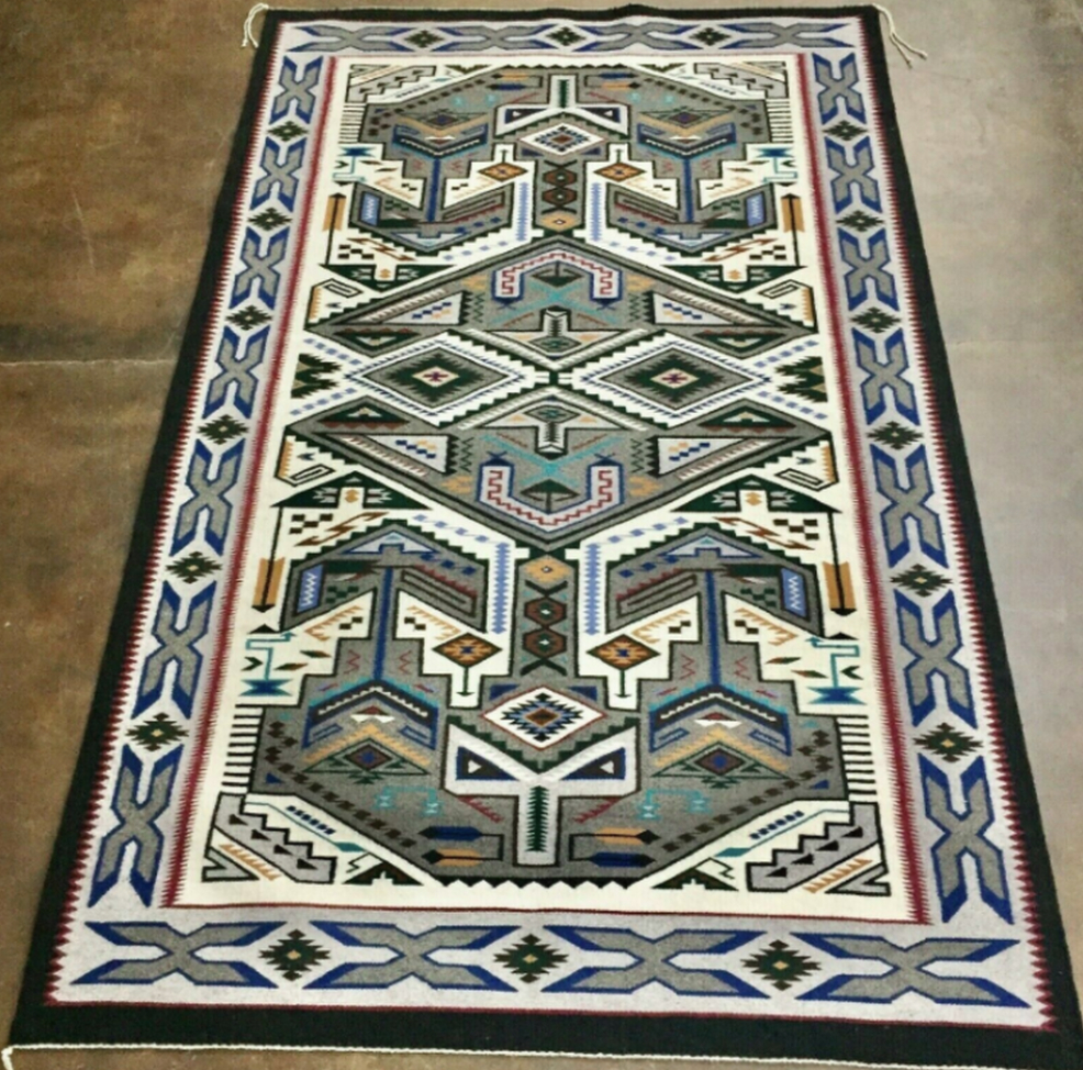 A Large, Busy and Beautiful Teec Nos Pos Style Navajo Textile (Rug)