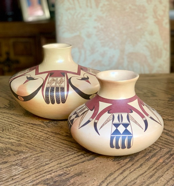 Traditional Hopi Polychrome Pottery with Sikyatki Eagle Motifs