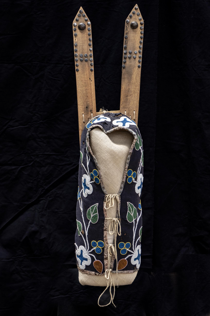 Historic Cradleboard, Lower Sioux or Ojibwa, floral beaded