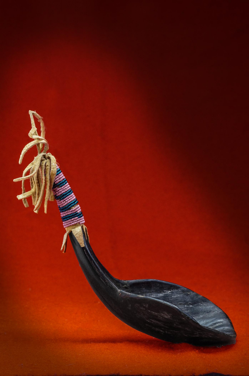 Historic Buffalo Horn Spoon with beaded handle