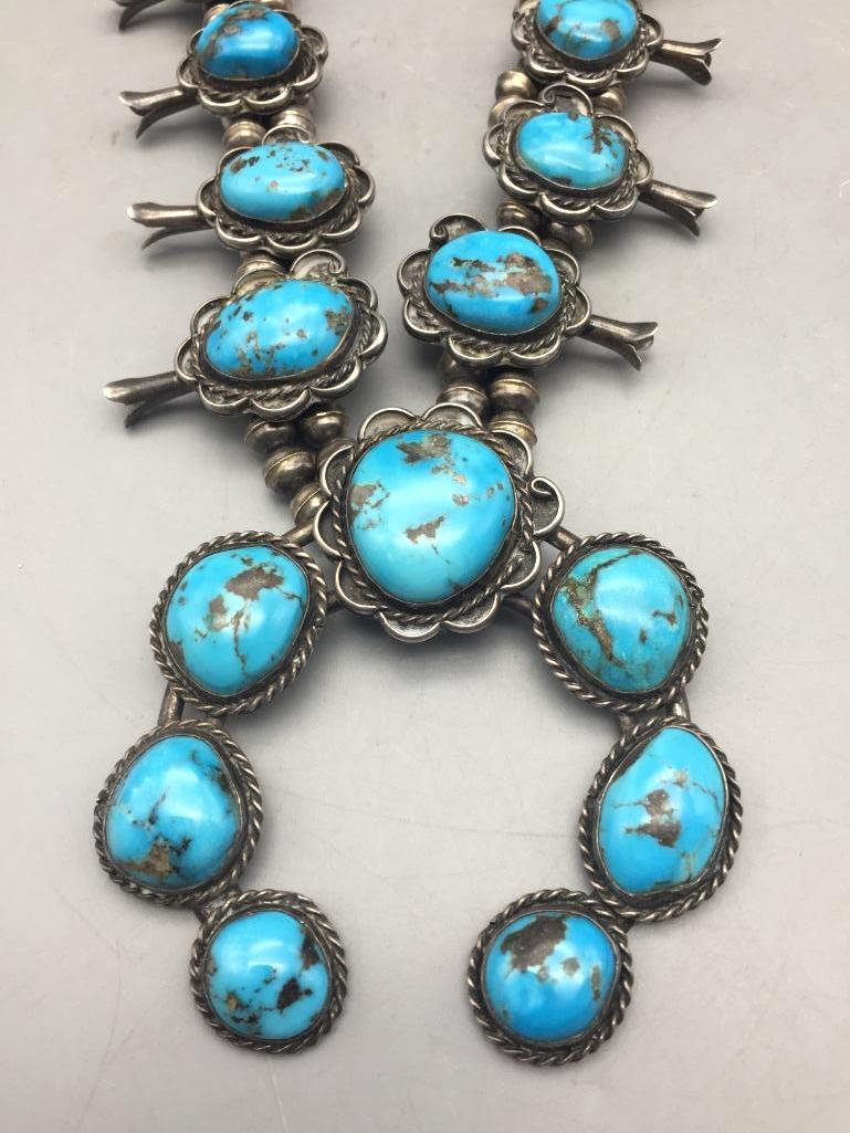 Vintage Sterling Silver and Turquoise Squash Blossom Necklace - Lot 5 in the November 14th Auction | Western Trading Post