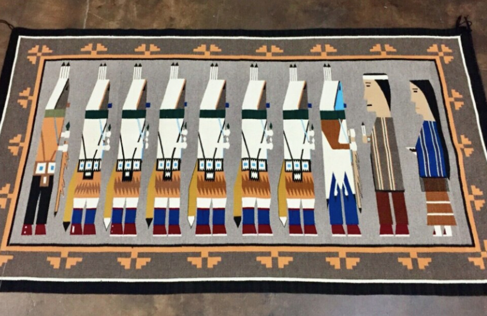 A Uniquely Styled and Finely Woven Larger Size Navajo Pictorial Textile - Rug