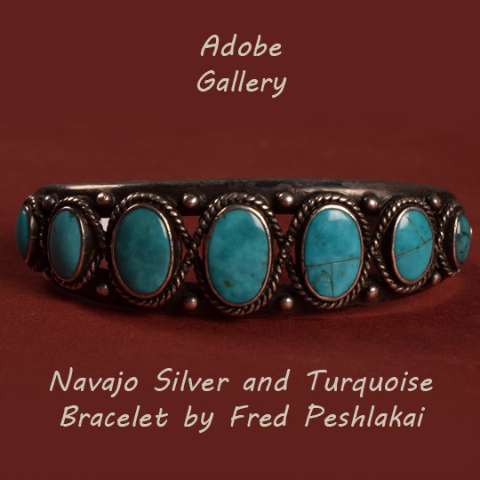 Item #C4361A Navajo Silver and Turquoise Bracelet