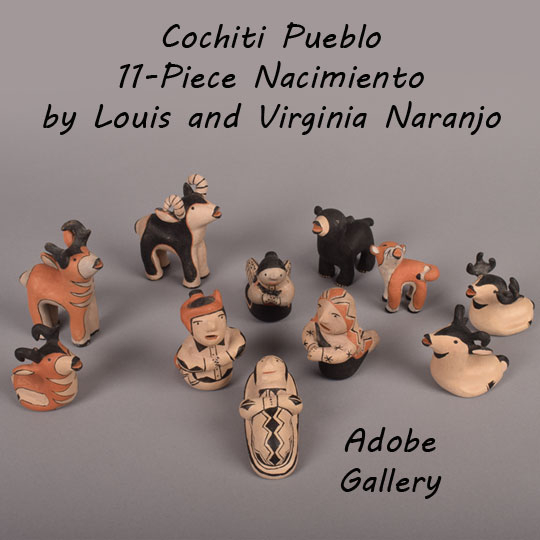 Item #C4414A Cochiti Pueblo 11-Piece Pottery Nacimiento or Nativity Scene