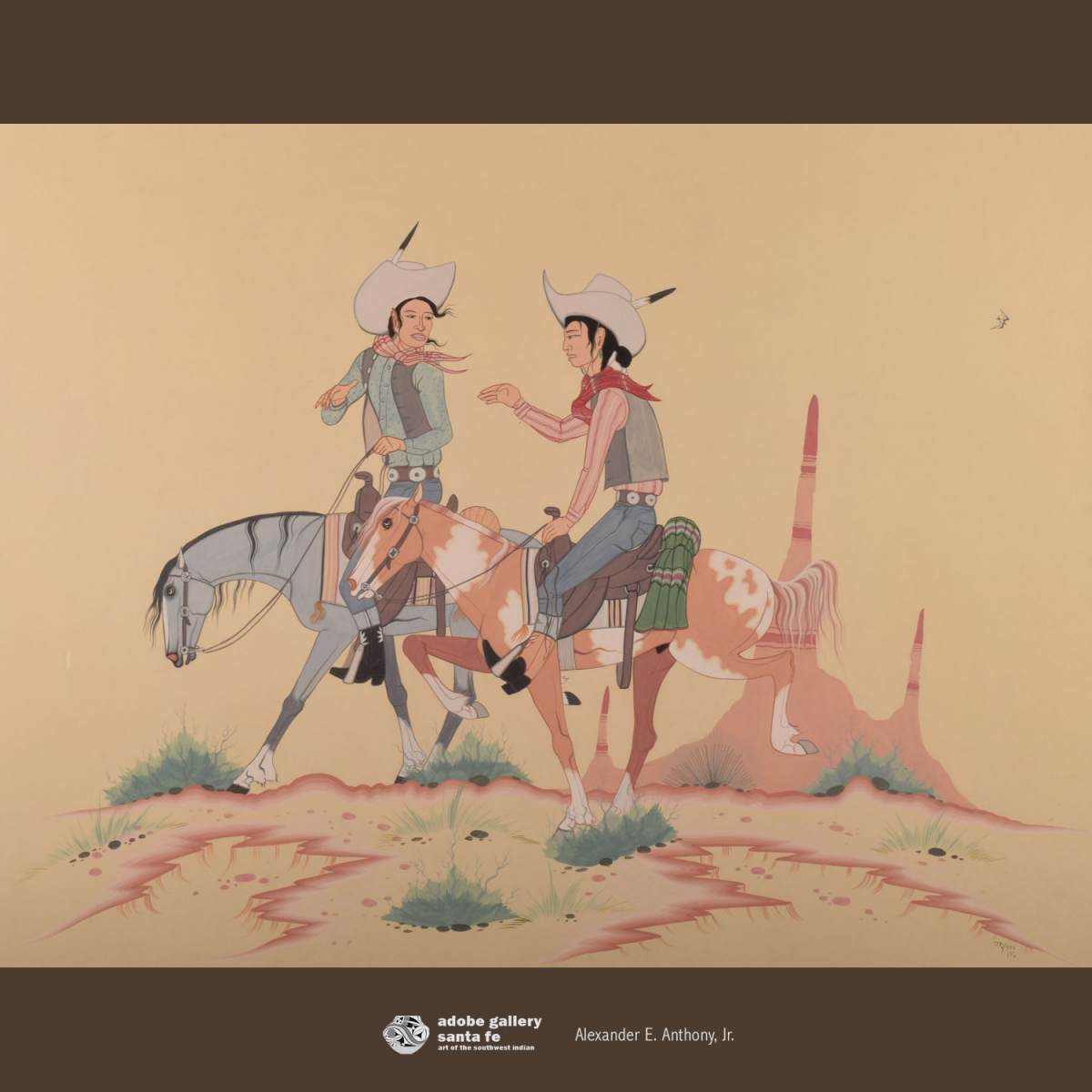 Item # C3242A Original Navajo Painting “Going to the Rodeo”