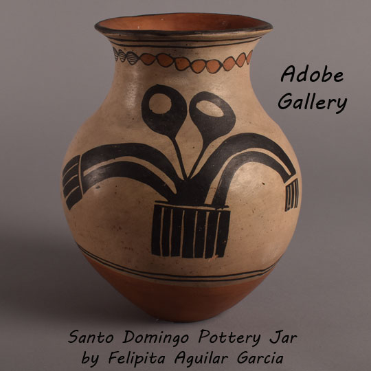Item # C4417A Santo Domingo Pueblo Polychrome Pottery Jar with a Bold Design