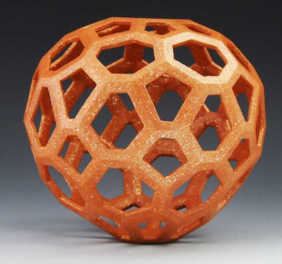 Hand coiled Hexagon Micaceous Vessel