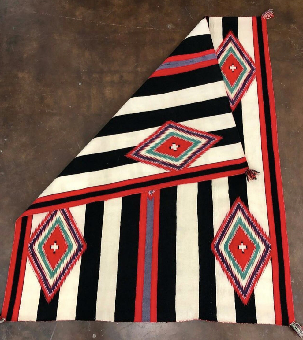 A Rare Navajo 3rd Phase Chief's Blanket Made From Germantown Wool - Circa 1890s