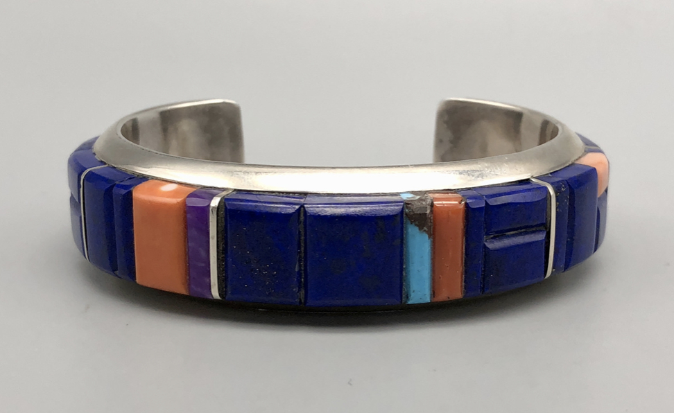 Spectacular Multi-Stone Inlay Bracelet by Wes Willie