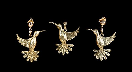 Hummingbird Earrings and Pendant set
