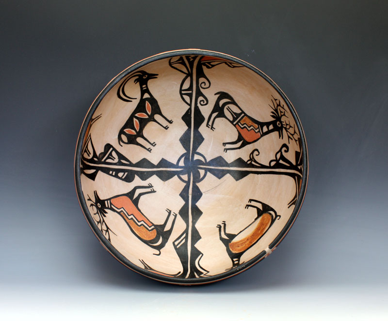 Kewa - Santo Domingo Pueblo American Pottery Dough Bowl - Robert Tenorio