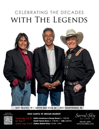 Sorrel Sky Gallery ~ Santa Fe Indian Market Featuring Kevin Red Star, Ben Nighthorse, Ray Tracey and David Yarrow.